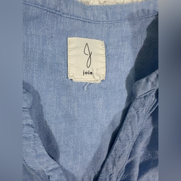 Joie Blue Linen Blend Button Front minimalist coastal Blouse size M - Picture 3 of 10